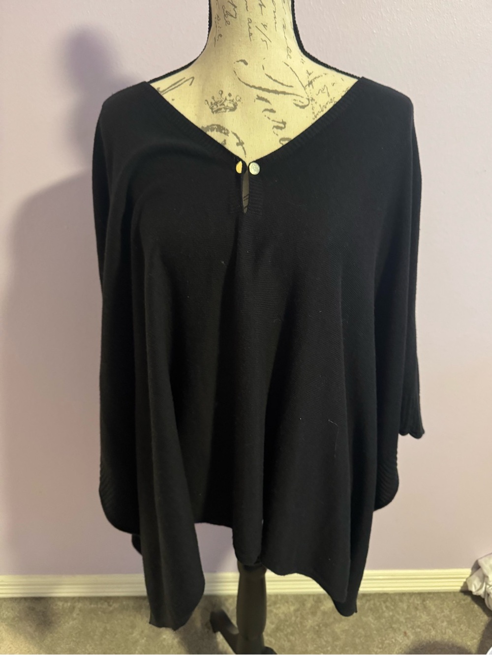 Chicos black lightweight ruana poncho